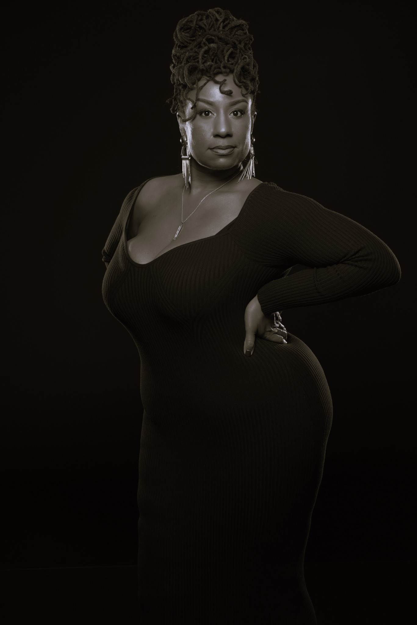 Melodye Fuller in a black portrait